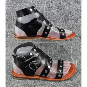 American Eagle Gladiator Sandals Women 7 Black Studded Double Buckle Ankle Strap